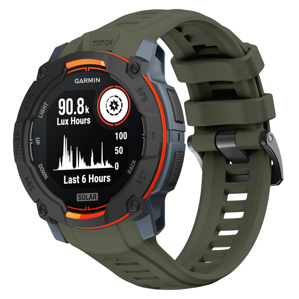 Strap-it® Strap-it Garmin Instinct 3 - 45mm Silikonarmband 'Perfect Fit' (Armeegrün)