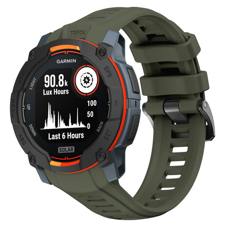 Strap-it® Strap-it Garmin Instinct 3 - 45mm Silikonarmband 'Perfect Fit' (Armeegrün)