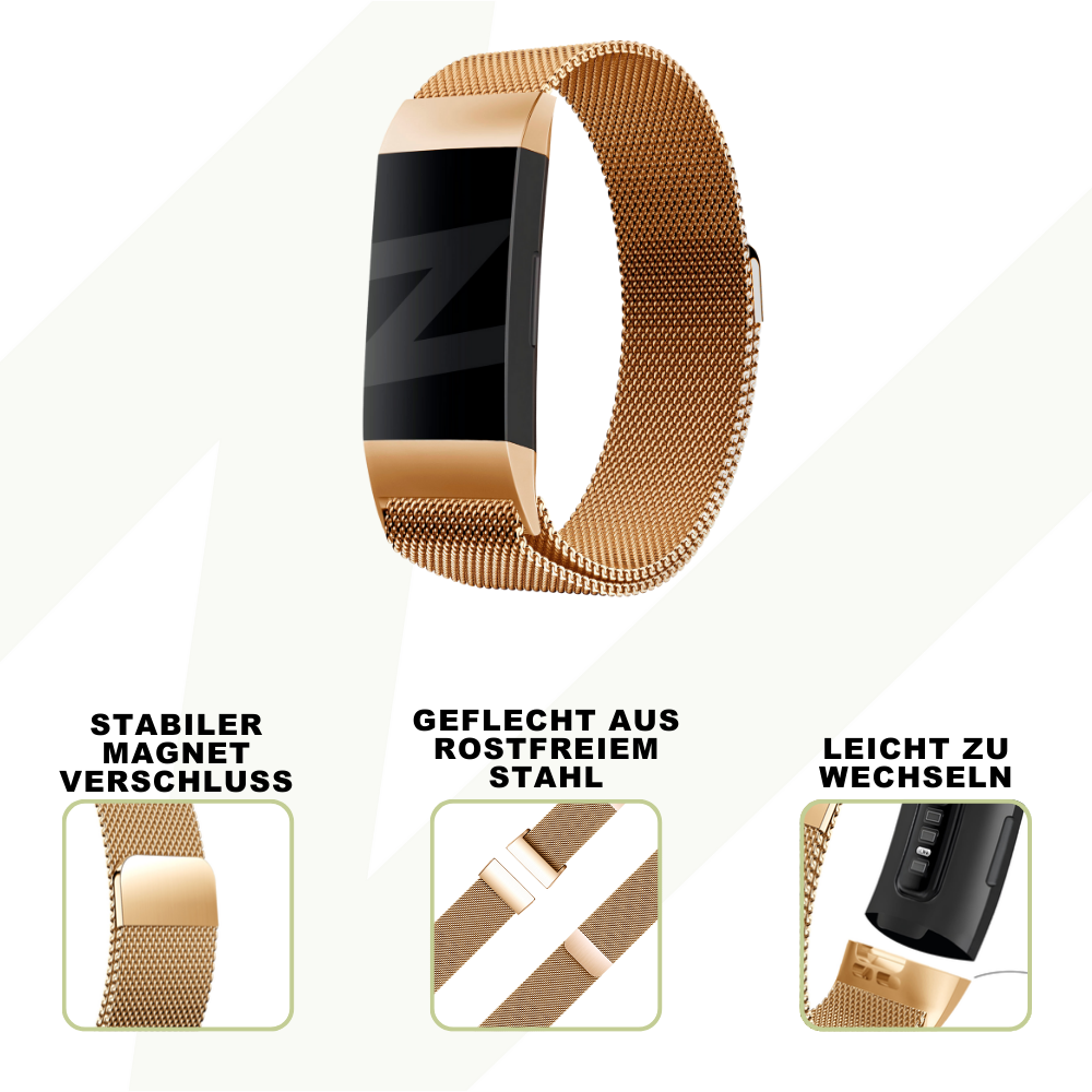 Bandz Bandz Fitbit Charge 4 Milanese Loop Armband (Roségold) Bandz Bandz Fitbit Charge 4 Milanese Loop Armband (Roségold)