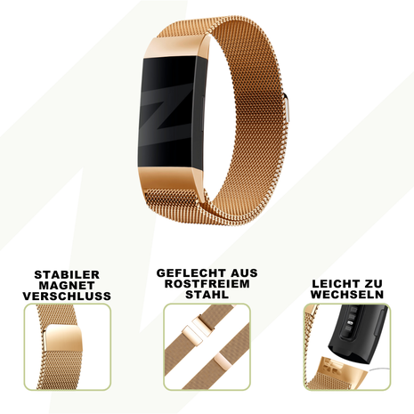 Bandz Bandz Fitbit Charge 4 Milanese Loop Armband (Roségold) Bandz Bandz Fitbit Charge 4 Milanese Loop Armband (Roségold)