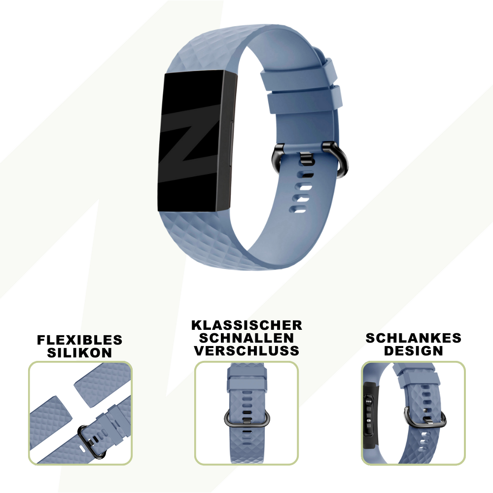 Bandz Bandz Fitbit Charge 4 Silikon Armband 'Classic' (Graublau) Bandz Bandz Fitbit Charge 4 Silikon Armband 'Classic' (Graublau)