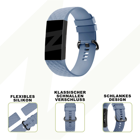 Bandz Bandz Fitbit Charge 4 Silikon Armband 'Classic' (Graublau) Bandz Bandz Fitbit Charge 4 Silikon Armband 'Classic' (Graublau)