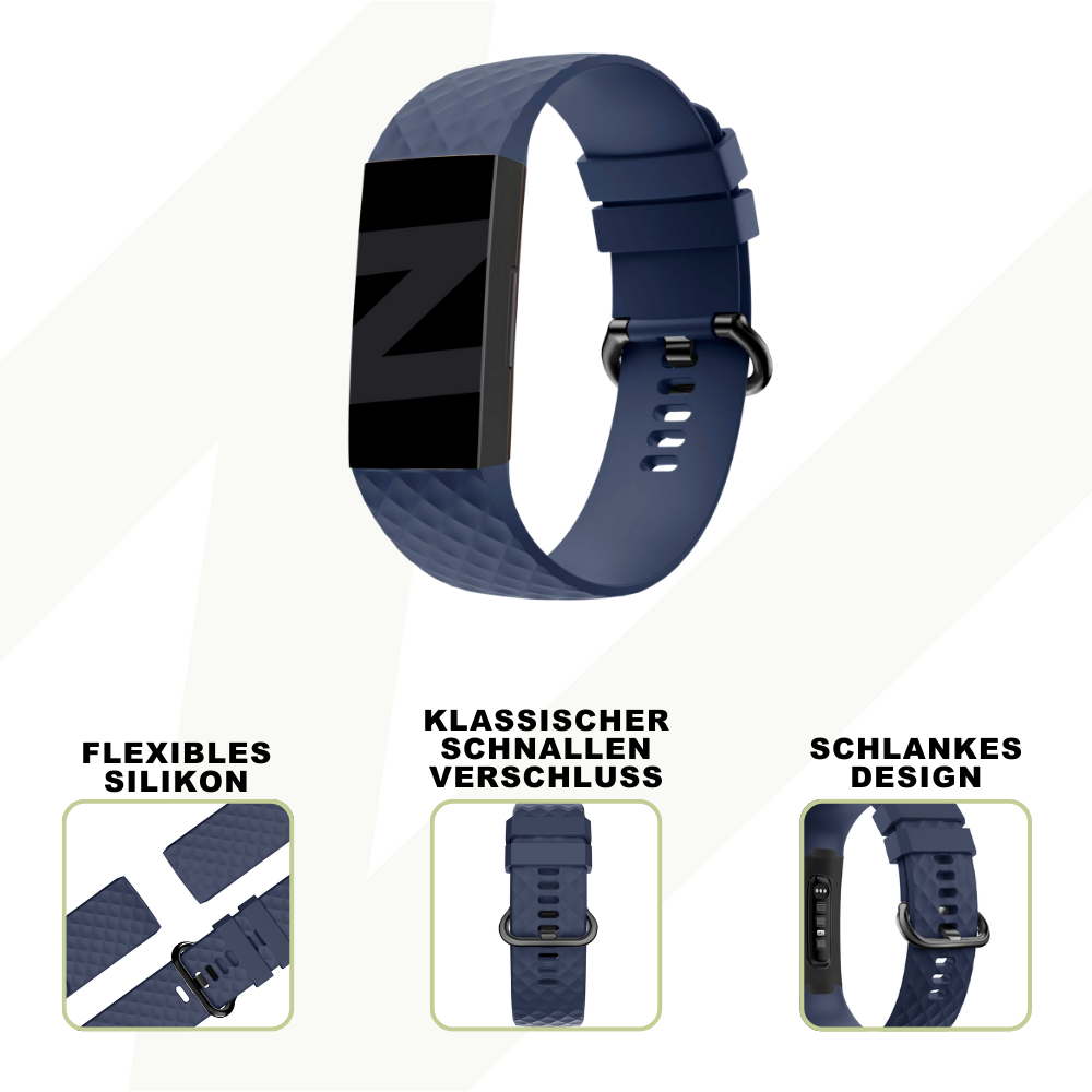 Bandz Bandz Fitbit Charge 4 Silikon Armband 'Classic' (Dunkelblau) Bandz Bandz Fitbit Charge 4 Silikon Armband 'Classic' (Dunkelblau)
