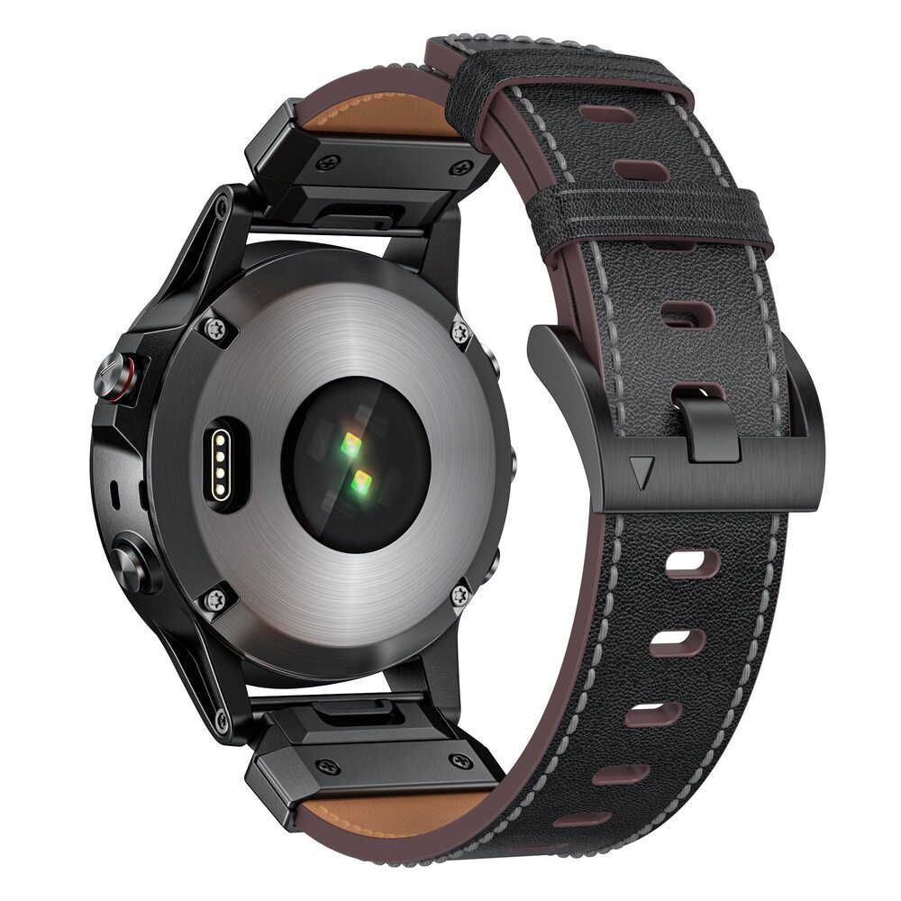 Strap-it® Strap-it Garmin Fenix 8 - 47mm Genuine Lederarmband (Schwarz)