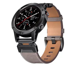 Strap-it® Garmin Fenix 8 - 47mm Genuine Lederarmband (Grau) Strap-it® Garmin Fenix 8 - 47mm Genuine Lederarmband (Grau)