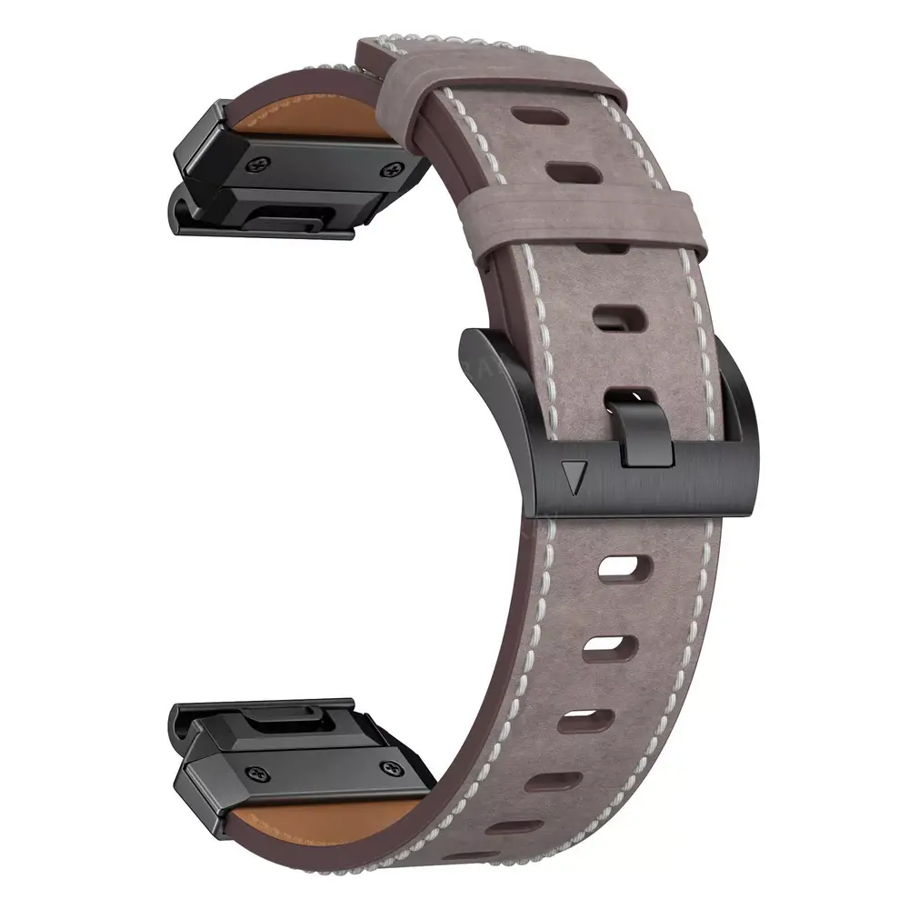 Strap-it® Strap-it Garmin Instinct 3 - 45mm Genuine Lederarmband (Grau) Strap-it® Strap-it Garmin Instinct 3 - 45mm Genuine Lederarmband (Grau)