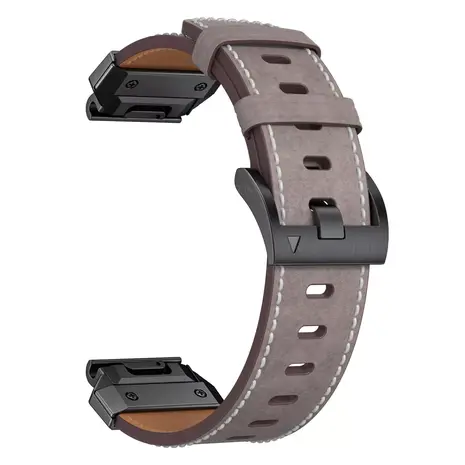 Strap-it® Strap-it Garmin Instinct 3 - 45mm Genuine Lederarmband (Grau) Strap-it® Strap-it Garmin Instinct 3 - 45mm Genuine Lederarmband (Grau)