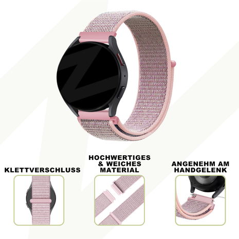 Bandz Bandz Samsung Galaxy Watch 4 Classic 46mm Nylon Loop-band (Rosa) Bandz Bandz Samsung Galaxy Watch 4 Classic 46mm Nylon Loop-band (Rosa)