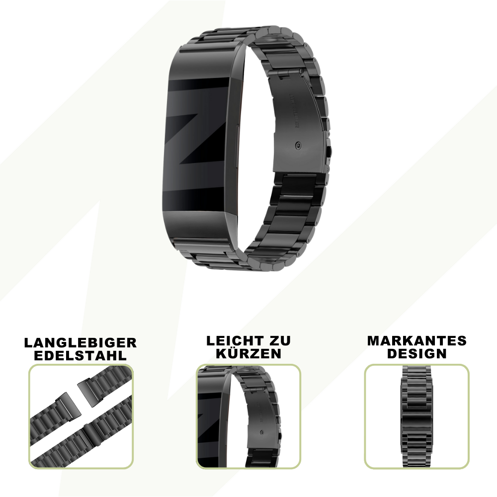 Bandz Bandz Fitbit Charge 4 Klassisches Stahlenarmband (Schwarz) Bandz Bandz Fitbit Charge 4 Klassisches Stahlenarmband (Schwarz)