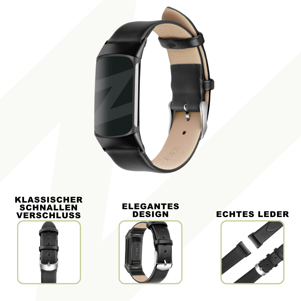 Bandz Bandz Fitbit Charge 5 Echtleder Armband (Schwarz) Bandz Bandz Fitbit Charge 5 Echtleder Armband (Schwarz)