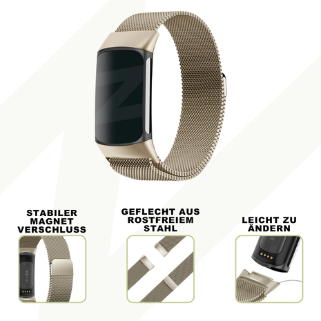 Bandz Bandz Fitbit Charge 6 Milanese Loop Armband (Sekt) Bandz Bandz Fitbit Charge 6 Milanese Loop Armband (Sekt)