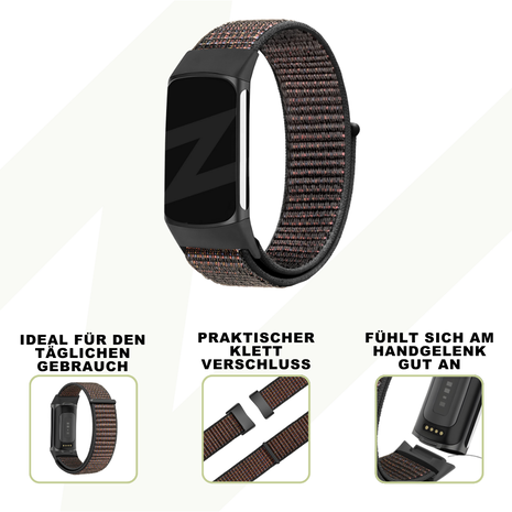 Bandz Bandz Fitbit Charge 5 Nylon Loop-band (Schwarz Mix) Bandz Bandz Fitbit Charge 5 Nylon Loop-band (Schwarz Mix)
