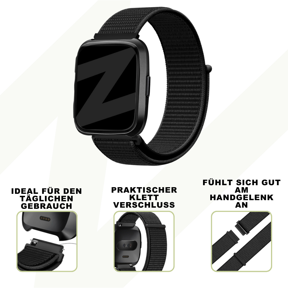 Bandz Bandz Fitbit Versa / Versa 2 Nylon Loop-band (Schwarz) Bandz Bandz Fitbit Versa / Versa 2 Nylon Loop-band (Schwarz)