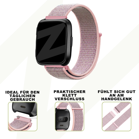Bandz Bandz Fitbit Versa / Versa 2 Nylon Loop-band (Rosa) Bandz Bandz Fitbit Versa / Versa 2 Nylon Loop-band (Rosa)