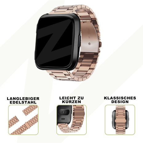 Bandz Bandz Fitbit Versa / Versa 2 Klassisches Stahlenarmband (Rosa Gold) Bandz Bandz Fitbit Versa / Versa 2 Klassisches Stahlenarmband (Rosa Gold)