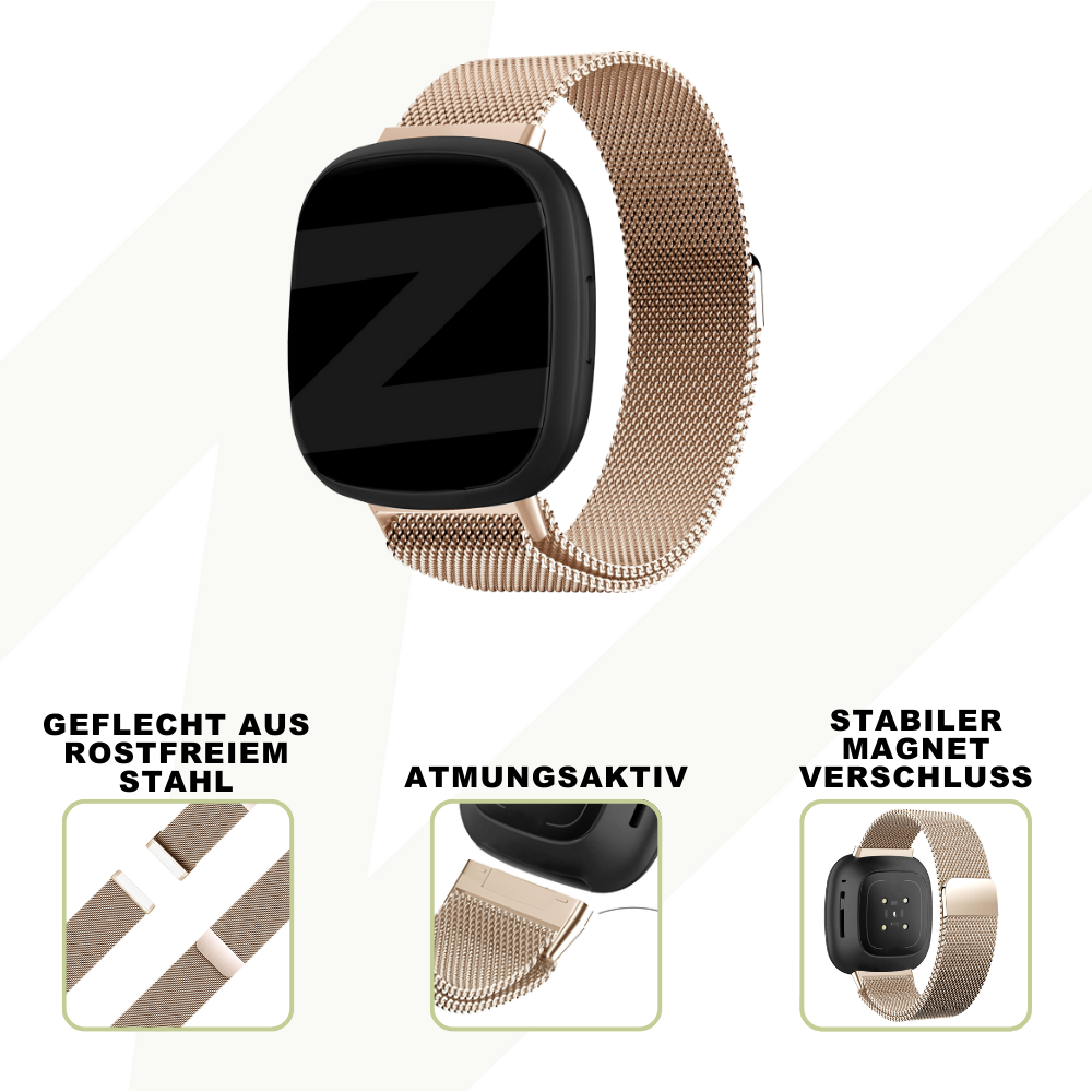 Bandz Bandz Fitbit Versa 3 Milanese Loop Armband (Rosa Gold) Bandz Bandz Fitbit Versa 3 Milanese Loop Armband (Rosa Gold)