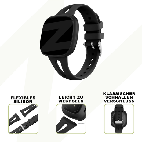 Bandz Bandz Fitbit Versa 3 silicone band 'Slim' (Schwarz) Bandz Bandz Fitbit Versa 3 silicone band 'Slim' (Schwarz)