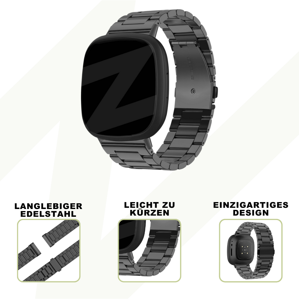 Bandz Bandz Fitbit Sense Klassisches Stahlenarmband (Schwarz) Bandz Bandz Fitbit Sense Klassisches Stahlenarmband (Schwarz)