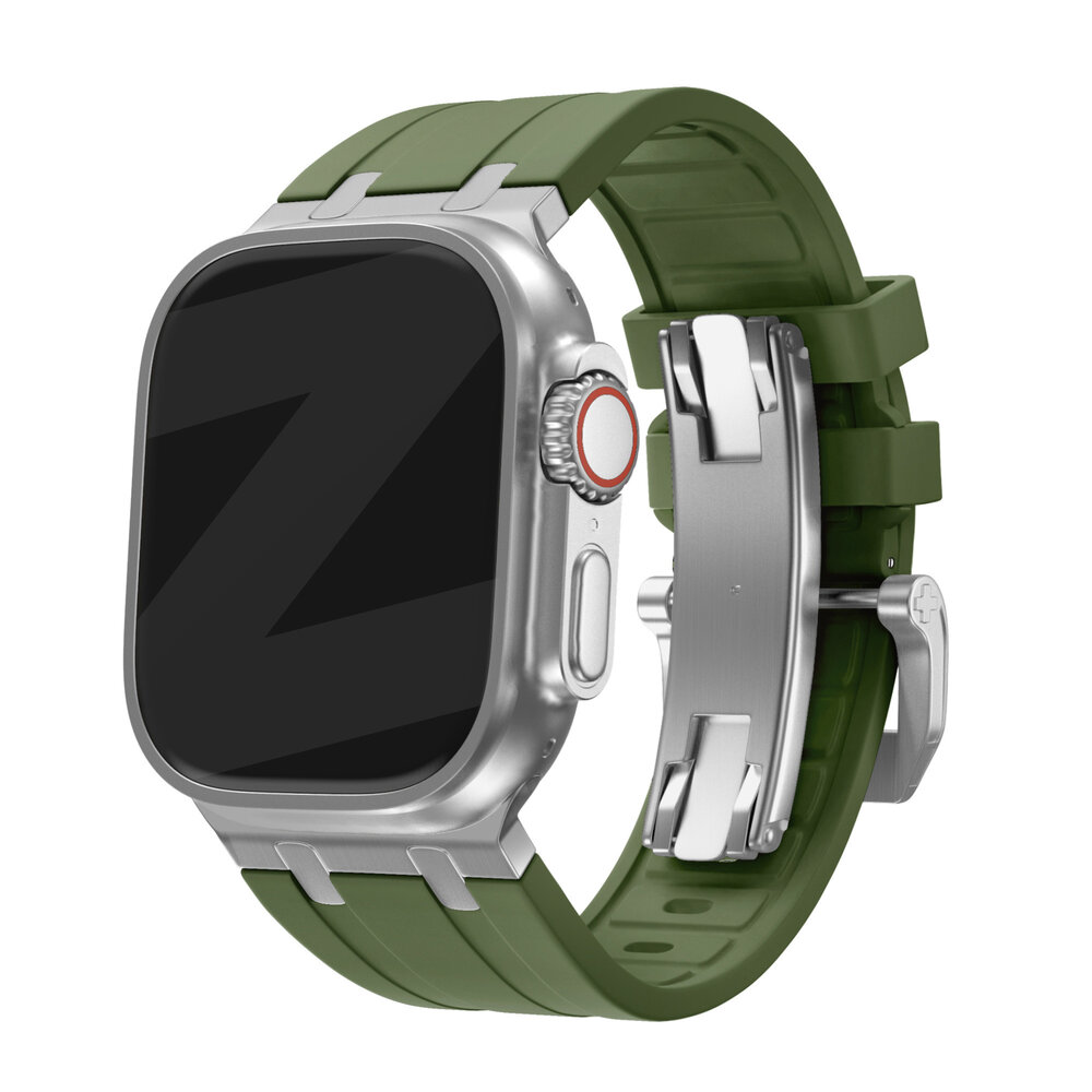 Bandz Bandz Apple Watch Silikonarmband 'Luxe Liquid' (Grün mit Silber) Bandz Bandz Apple Watch Silikonarmband 'Luxe Liquid' (Grün mit Silber)