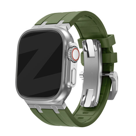 Bandz Bandz Apple Watch Silikonarmband 'Luxe Liquid' (Grün mit Silber) Bandz Bandz Apple Watch Silikonarmband 'Luxe Liquid' (Grün mit Silber)