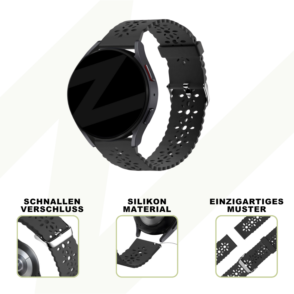 Bandz Bandz Polar Pacer Silikonarmband mit Blumenmuster (Schwarz)