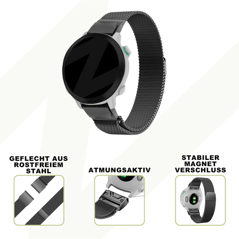 Strap-it® Bandz Garmin Fenix E Milanese Loop Armband (Schwarz) Strap-it® Bandz Garmin Fenix E Milanese Loop Armband (Schwarz)
