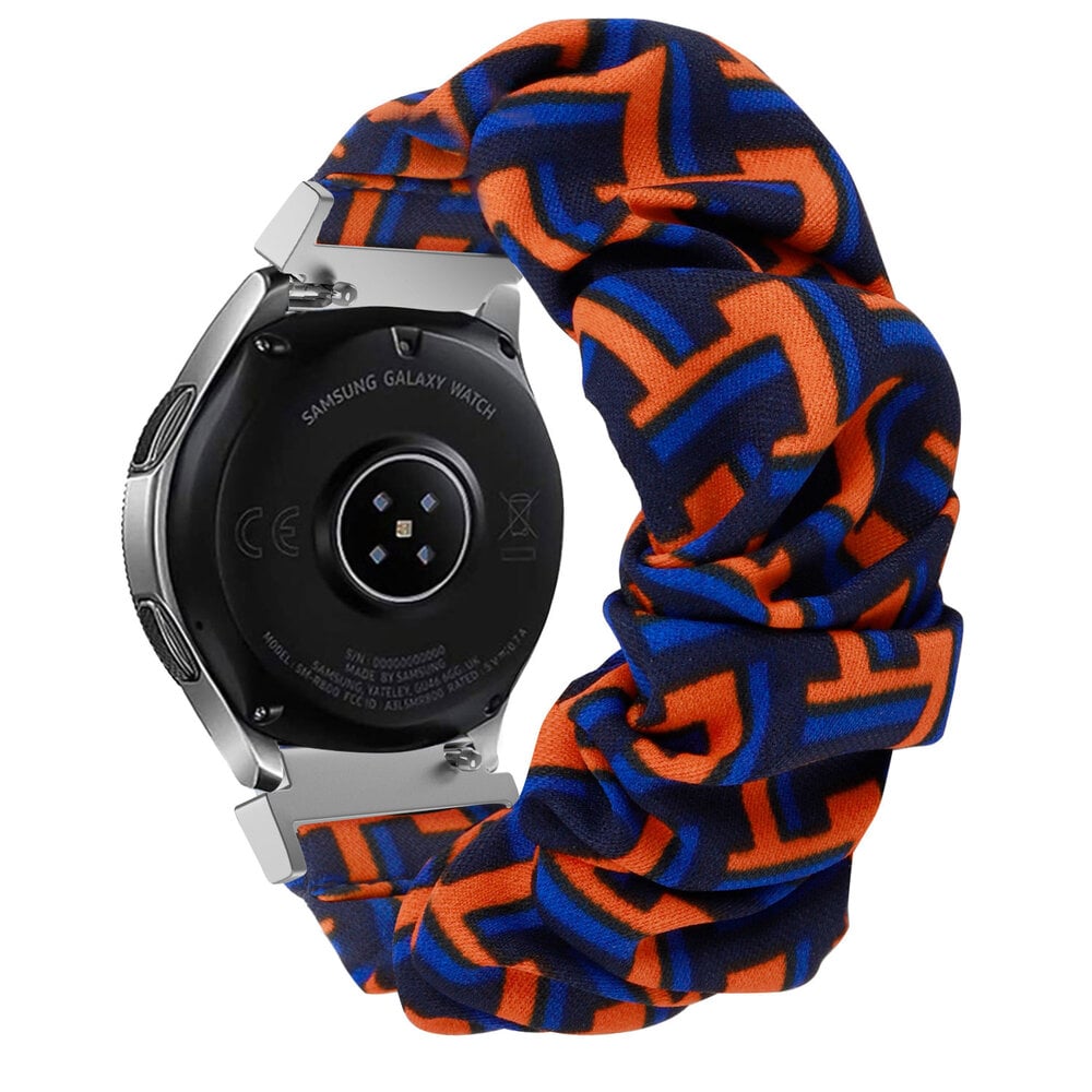 Strap-it® Strap-it Samsung Galaxy Watch 6 - 40mm Scrunchie Armband (Schwarz/Orange/Blau)