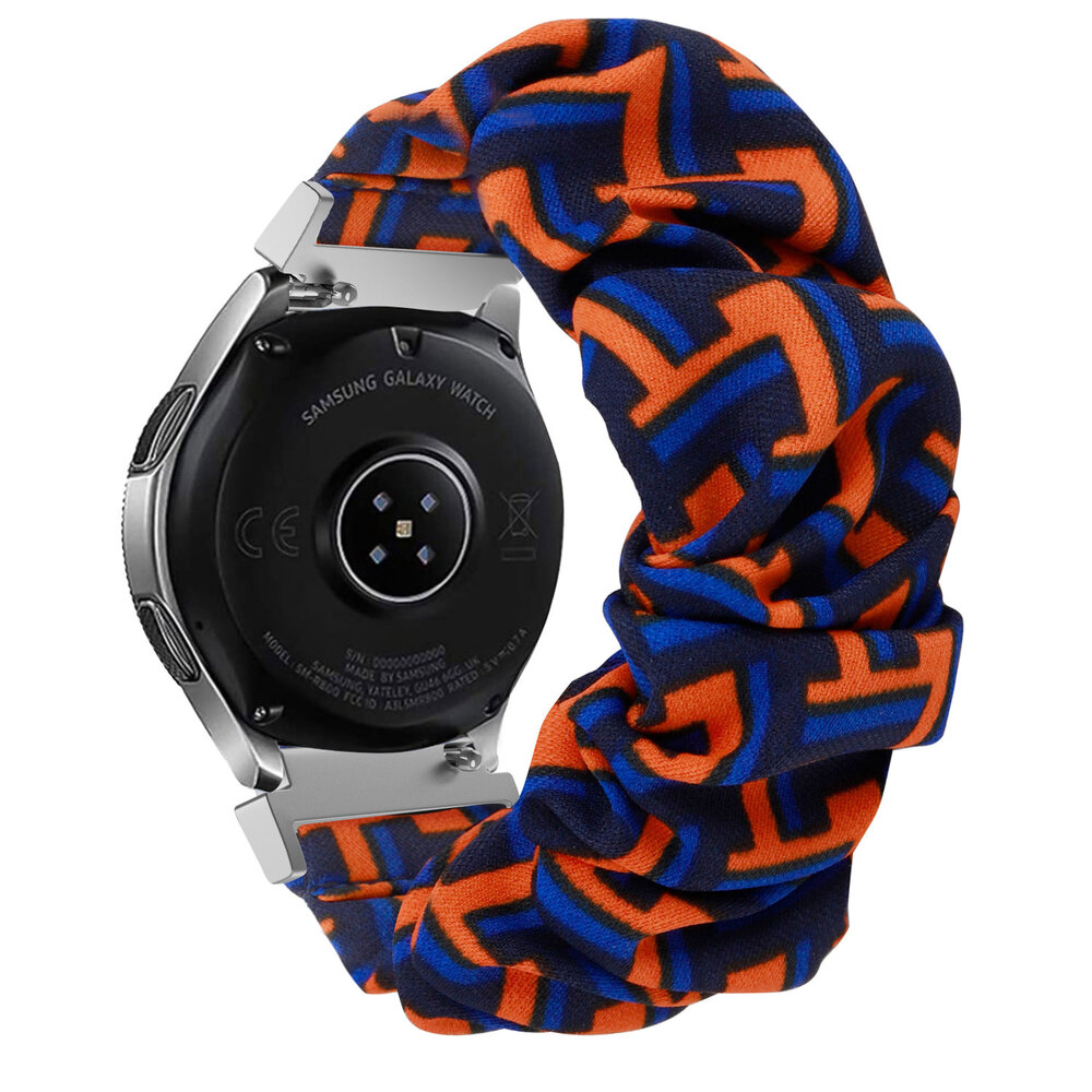 Strap-it® Strap-it Samsung Galaxy Watch 6 - 44mm Scrunchie Armband (Schwarz/Orange/Blau)