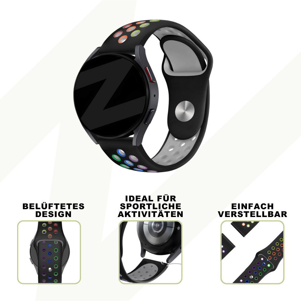 Bandz Bandz Huawei Watch GT 3 Pro 43mm Sport Armband 'Deluxe' (Schwarz/Regenbogen) Bandz Bandz Huawei Watch GT 3 Pro 43mm Sport Armband 'Deluxe' (Schwarz/Regenbogen)