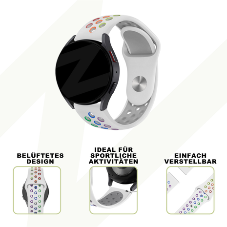 Bandz Bandz Amazfit Bip 3 (Pro) Sportarmband 'Deluxe' (Weiß/Regenbogen) Bandz Bandz Amazfit Bip 3 (Pro) Sportarmband 'Deluxe' (Weiß/Regenbogen)