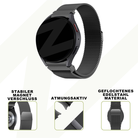 Bandz Bandz Samsung Galaxy Watch 7 - 40mm Milanese Loop Armband (Schwarz) Bandz Bandz Samsung Galaxy Watch 7 - 40mm Milanese Loop Armband (Schwarz)