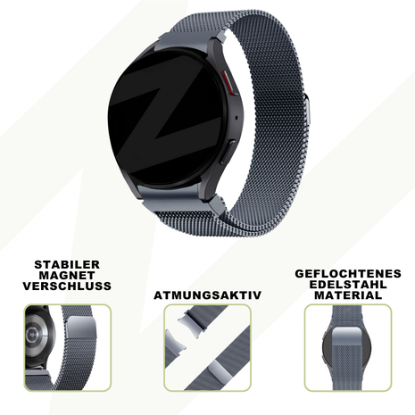Bandz Bandz Samsung Galaxy Watch 5 - 40mm Milanese Loop Armband (Grau) Bandz Bandz Samsung Galaxy Watch 5 - 40mm Milanese Loop Armband (Grau)