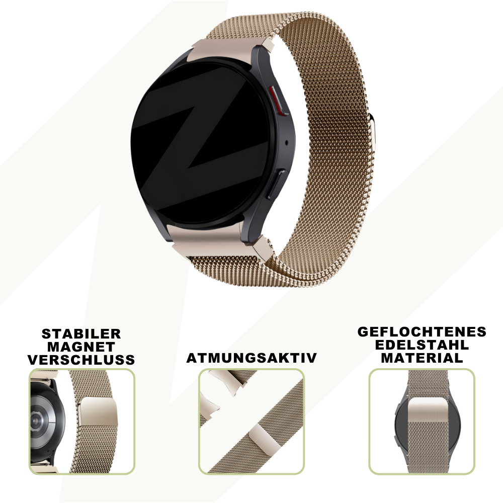 Bandz Bandz Samsung Galaxy Watch 5 - 44mm Milanese Loop Armband (Sekt) Bandz Bandz Samsung Galaxy Watch 5 - 44mm Milanese Loop Armband (Sekt)