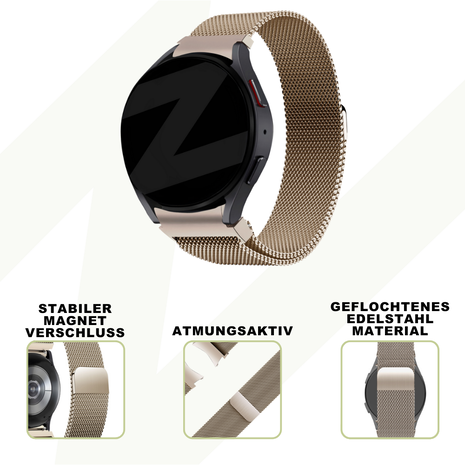 Bandz Bandz Samsung Galaxy Watch 4 Classic 42mm Milanese Loop Armband (Sekt) Bandz Bandz Samsung Galaxy Watch 4 Classic 42mm Milanese Loop Armband (Sekt)