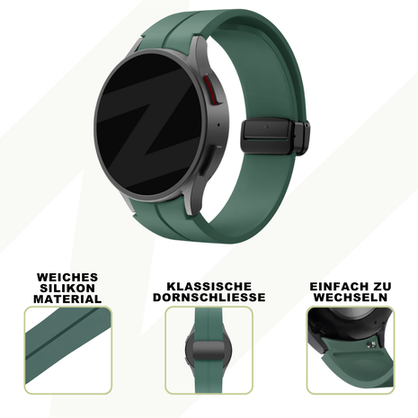 Bandz Bandz Samsung Galaxy Watch 7 - 44mm Silikonarmband mit D-Buckle (Dunkelgrün) Bandz Bandz Samsung Galaxy Watch 7 - 44mm Silikonarmband mit D-Buckle (Dunkelgrün)