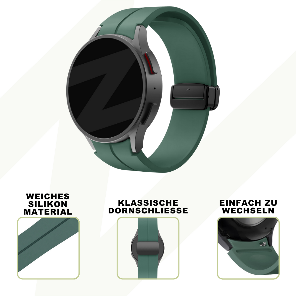Bandz Bandz Samsung Galaxy Watch 7 - 40mm Silikonarmband mit D-Buckle (Dunkelgrün) Bandz Bandz Samsung Galaxy Watch 7 - 40mm Silikonarmband mit D-Buckle (Dunkelgrün)