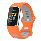 Strap-it® Fitbit Charge 5 Sportarmband (Orange/Grau) Strap-it® Fitbit Charge 5 Sportarmband (Orange/Grau)