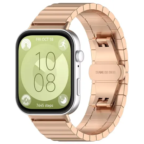 Strap-it® Strap-it Huawei Watch Fit 4 luxus Metallarmband (Rosé Gold)