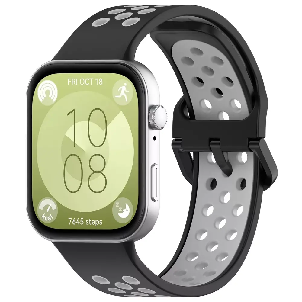 Strap-it® Strap-it Huawei Watch Fit 4 Pro Sportarmband (Schwarz/Grau)