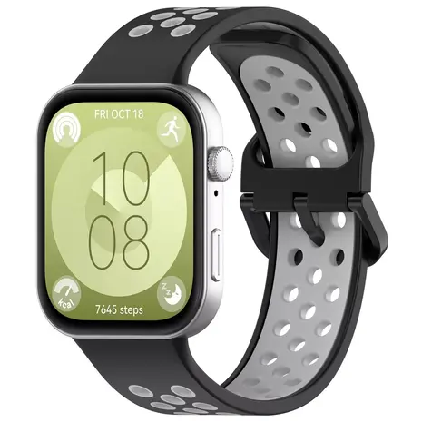 Strap-it® Strap-it Huawei Watch Fit 4 Pro Sportarmband (Schwarz/Grau)