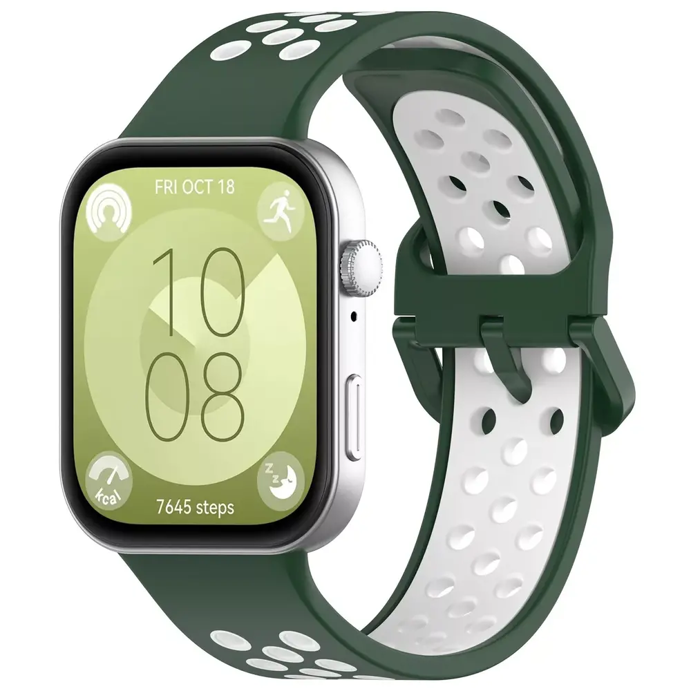 Strap-it® Strap-it Huawei Watch Fit 4 Pro Sportarmband (Grün/Weiß)