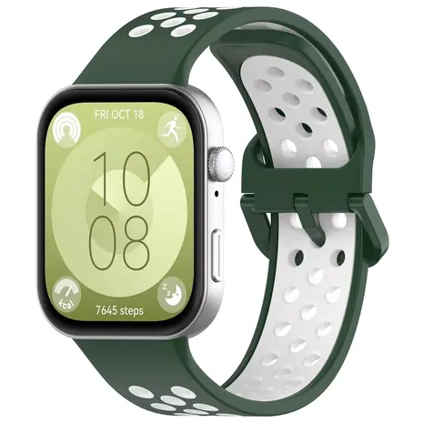 Strap-it® Strap-it Huawei Watch Fit 4 Pro Sportarmband (Grün/Weiß)