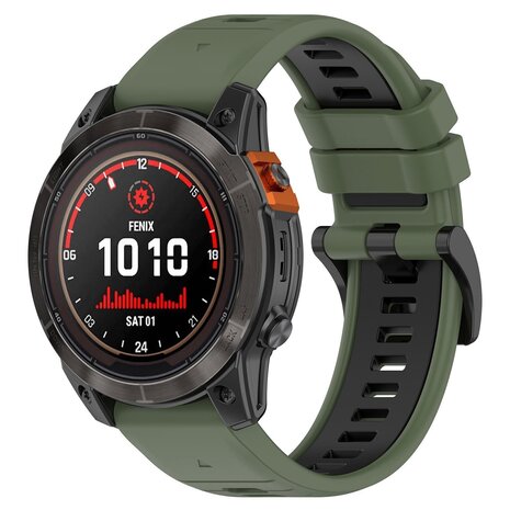 Strap-it® Strap-it Garmin Forerunner 970 Sport Schnallenarmband (Olivgrün/Schwarz)