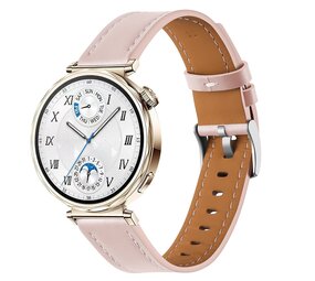 Strap-it® Huawei Watch 5 - 42mm 'one push' Lederarmband (Hellrosa)