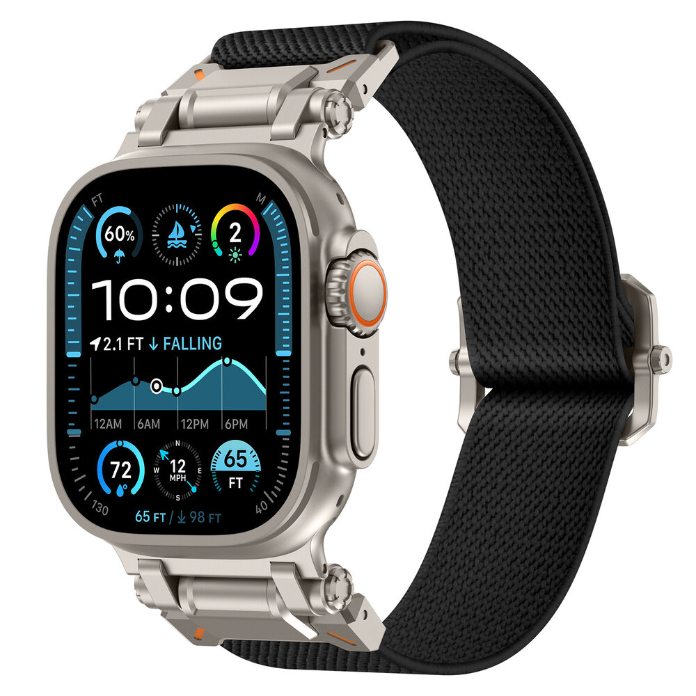 Strap-it® Strap-it Apple Watch 'Explorer' Polyester Armband (Schwarz mit Titan) Strap-it® Strap-it Apple Watch 'Explorer' Polyester Armband (Schwarz mit Titan)