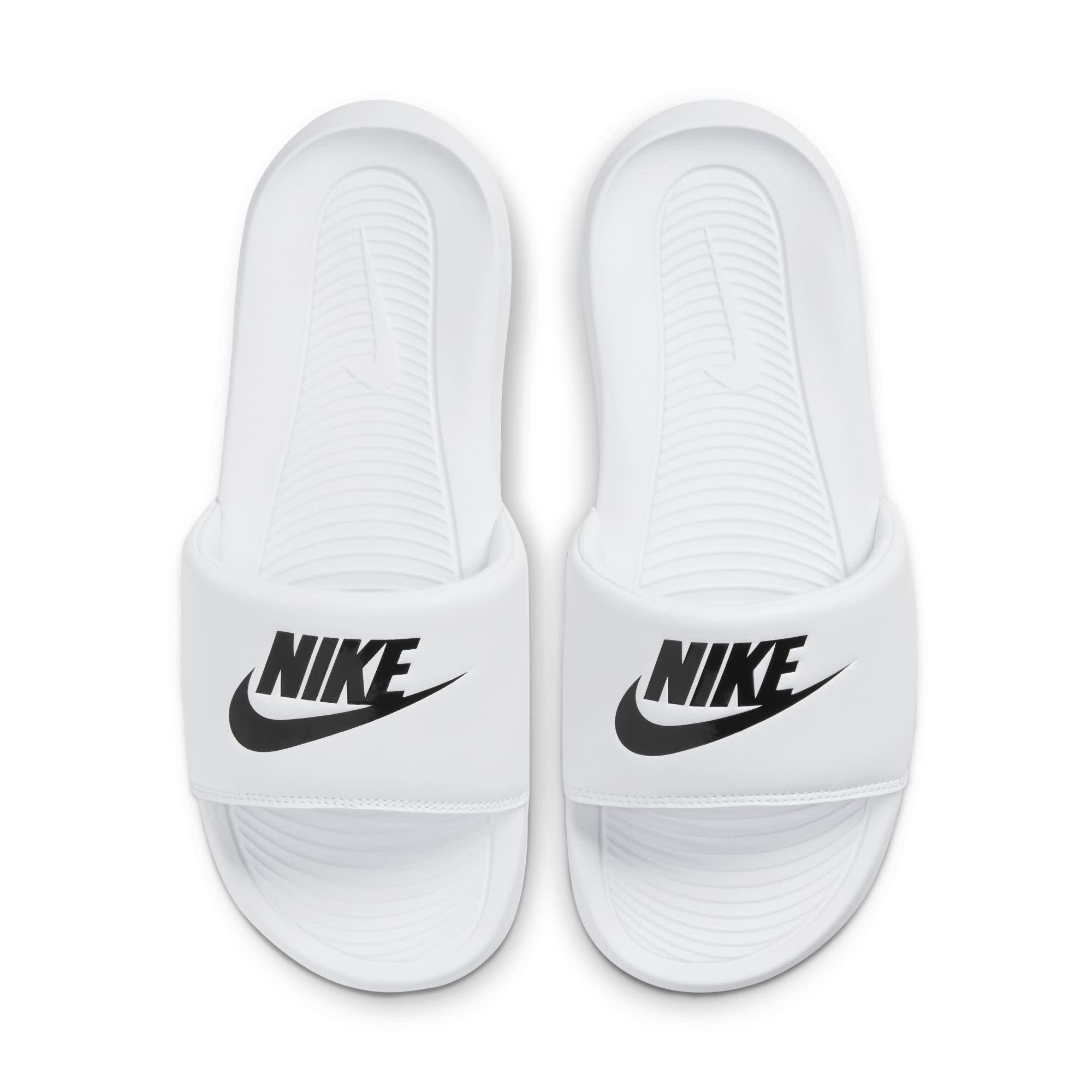 Grey and shop white nike slides