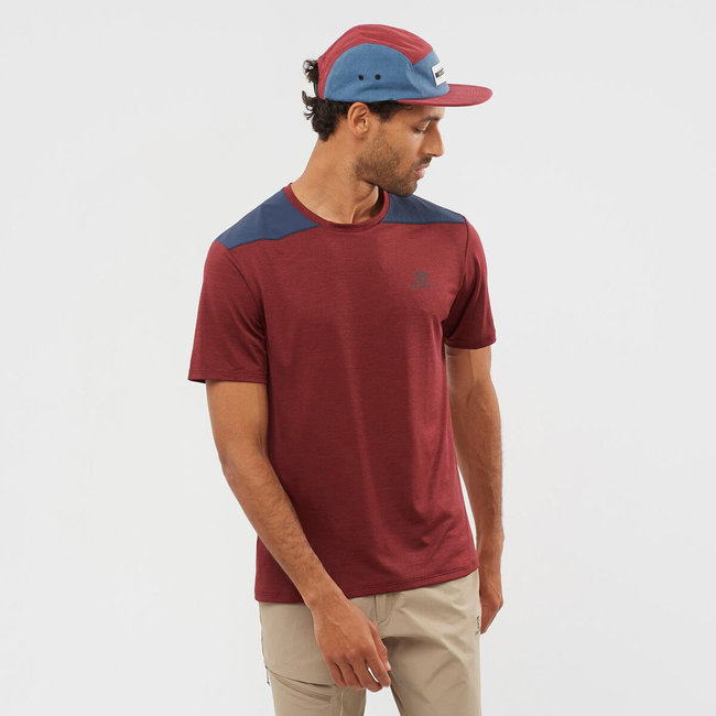 Outline SS Tee - Cabernet/Mood Indigo