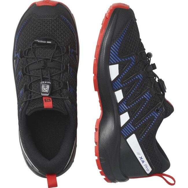SALOMON XA PRO v8 J - Black/Lapis Blue/Fiery Red