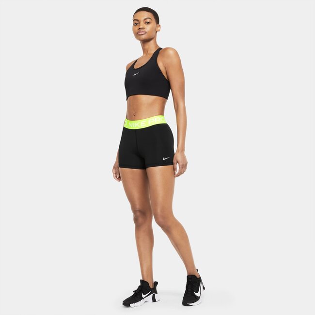 NIKE Short Pro Wmns 8 cm - Negro/Volt/Blanco