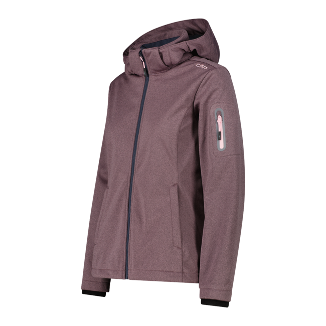 CMP W jacket Zip Soft shell Hood - Pink/Melange